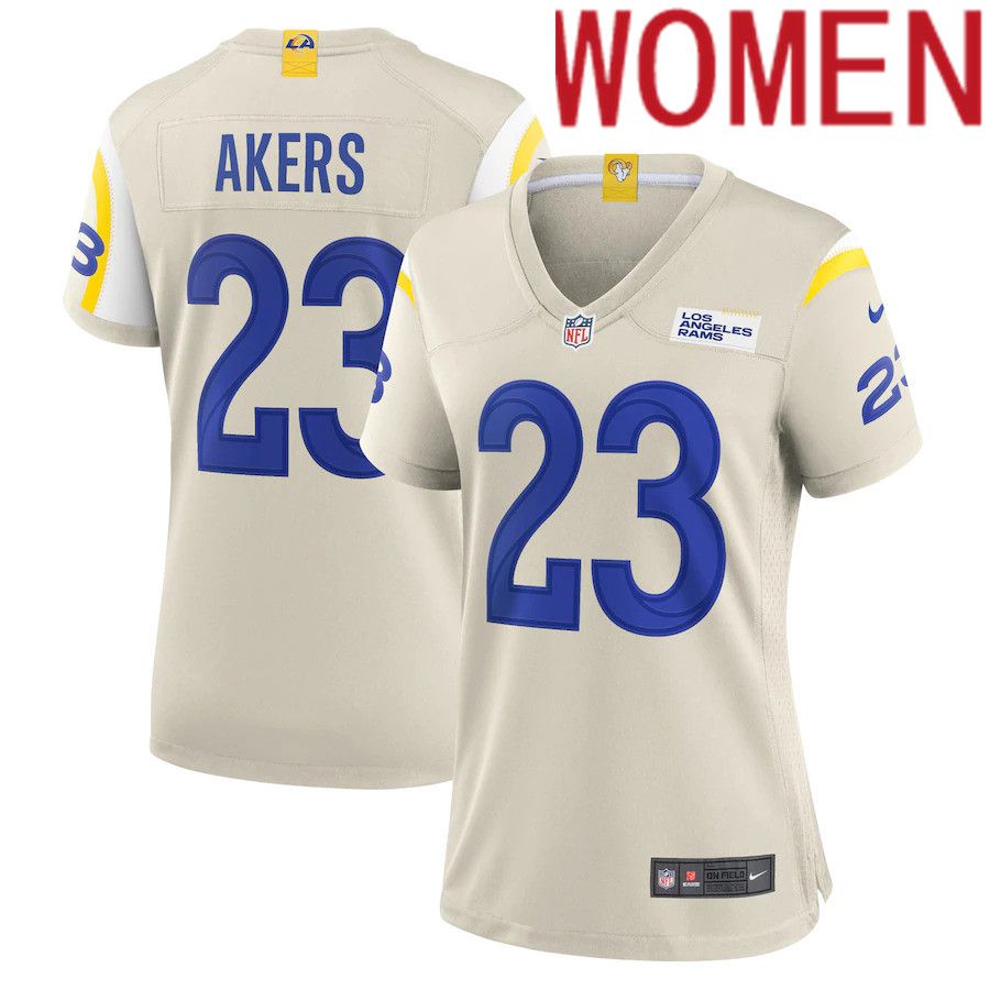 Women Los Angeles Rams #23 Cam Akers Nike Cream Game Jersey->women nfl jersey->Women Jersey